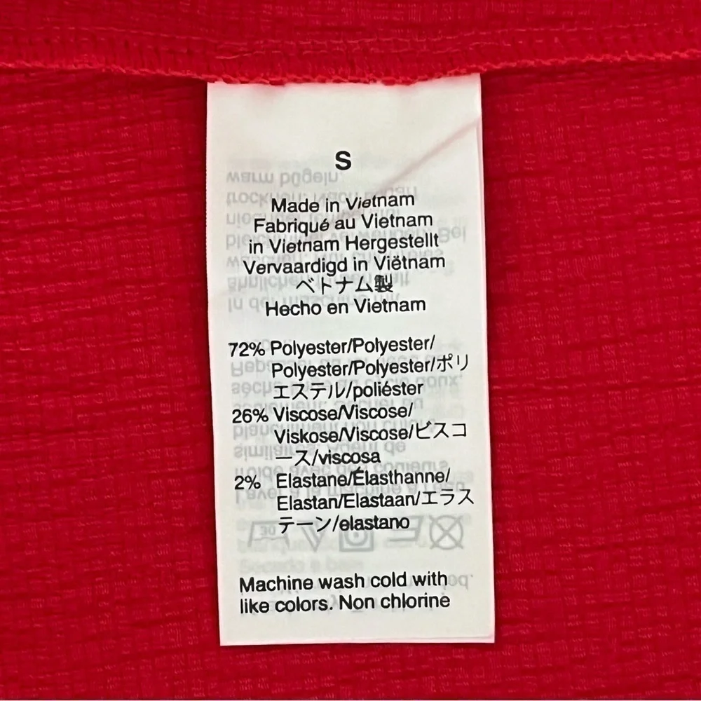Madewell Texture & Thread Red Smocked Puff Sleeve Blouse​​​​​​​​​​​